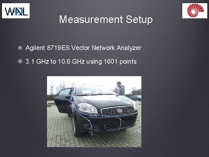 Measurement Setup Agilent 8719 ES Vector Network Analyzer 3. 1 GHz to 10. 6