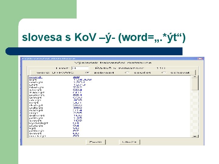 slovesa s Ko. V –ý- (word=„. *ýt“) 