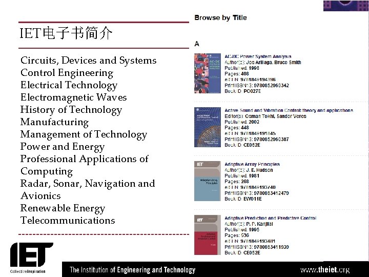 IET电子书简介 Circuits, Devices and Systems Control Engineering Electrical Technology Electromagnetic Waves History of Technology