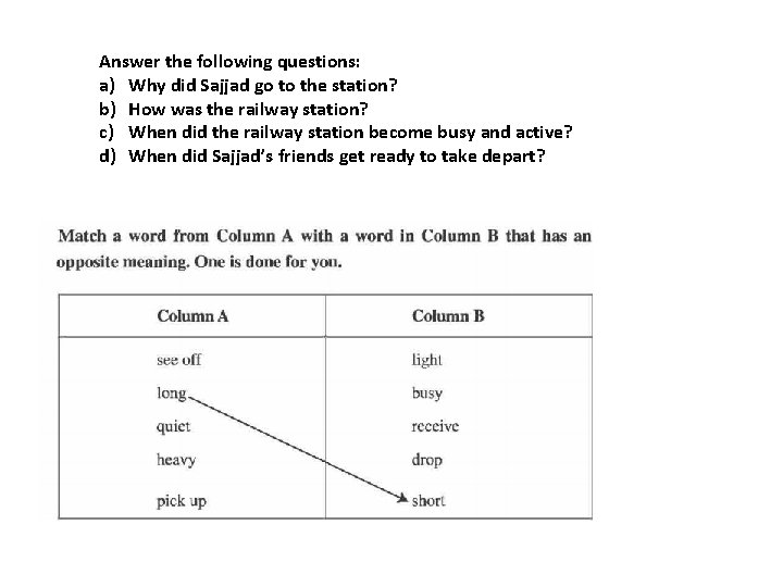 Answer the following questions: a) Why did Sajjad go to the station? b) How