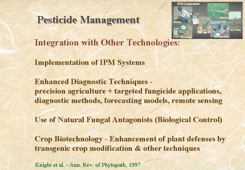 Pesticide Management Integration with Other Technologies: Implementation of IPM Systems Enhanced Diagnostic Techniques precision