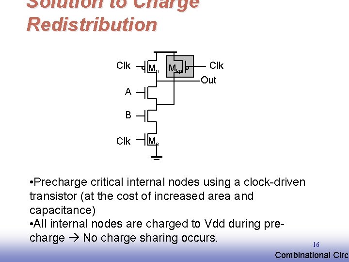 Solution to Charge Redistribution Clk Mp Mkp Clk Out A B Clk Me • Solution to Charge Redistribution Clk Mp Mkp Clk Out A B Clk Me •