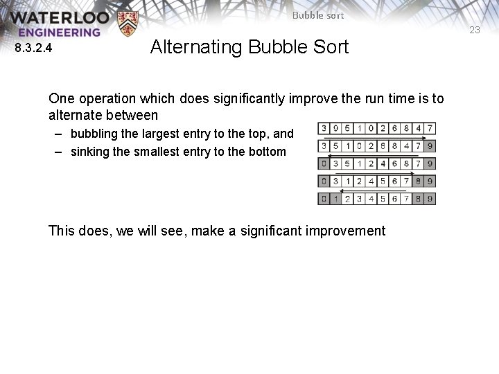 Bubble sort 23 8. 3. 2. 4 Alternating Bubble Sort One operation which does Bubble sort 23 8. 3. 2. 4 Alternating Bubble Sort One operation which does