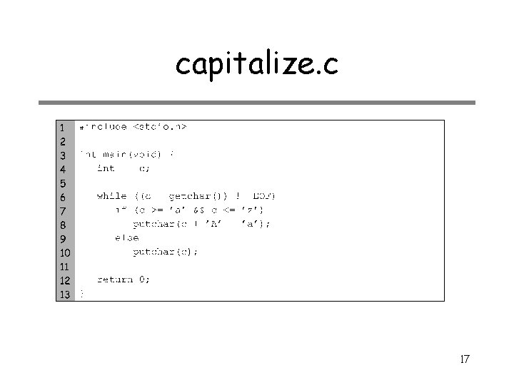 capitalize. c 17 