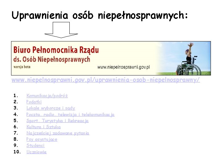 Uprawnienia osób niepełnosprawnych: www. niepelnosprawni. gov. pl/uprawnienia-osob-niepelnosprawny/ 1. 2. 3. 4. 5. 6. 7.