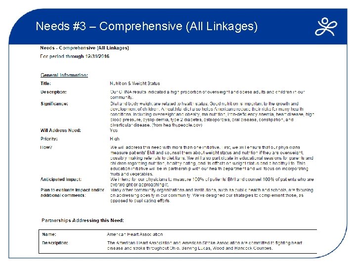 Needs #3 – Comprehensive (All Linkages) 