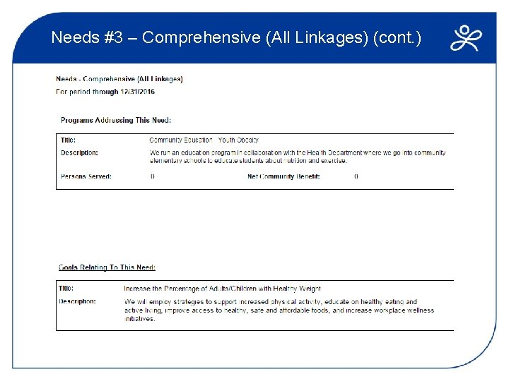 Needs #3 – Comprehensive (All Linkages) (cont. ) 