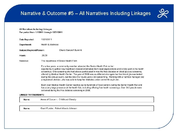 Narrative & Outcome #5 – All Narratives Including Linkages 