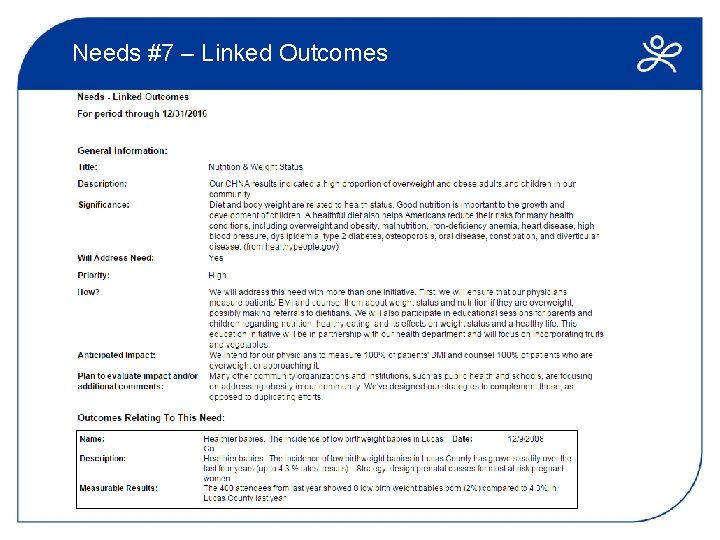 Needs #7 – Linked Outcomes 