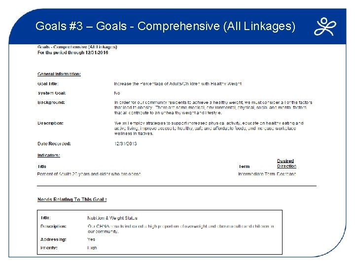 Goals #3 – Goals - Comprehensive (All Linkages) 