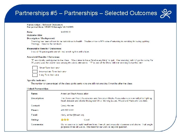 Partnerships #5 – Partnerships – Selected Outcomes 