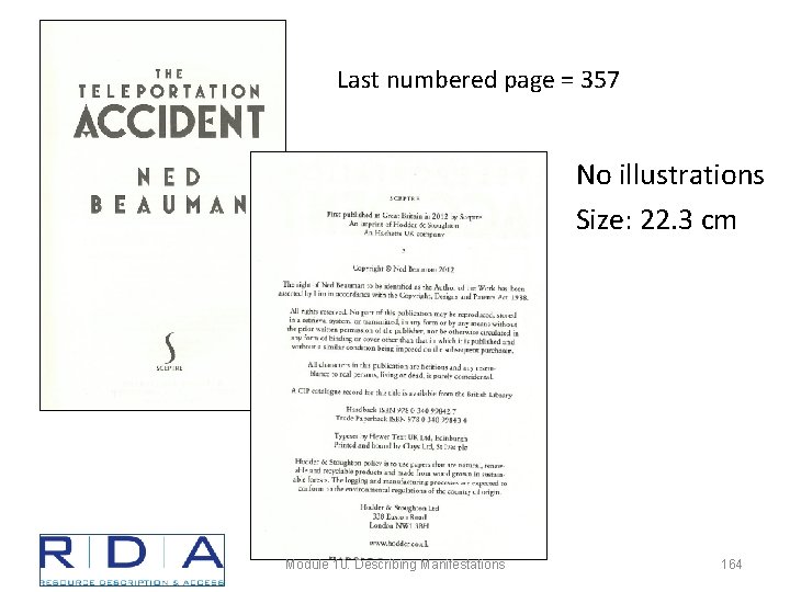 Last numbered page = 357 No illustrations Size: 22. 3 cm Module 10. Describing