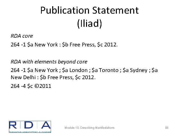 Publication Statement (Iliad) RDA core 264 -1 $a New York : $b Free Press,