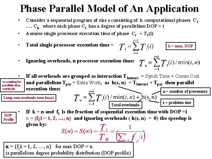 Phase Parallel Model of An Application • • Consider a sequential program of size