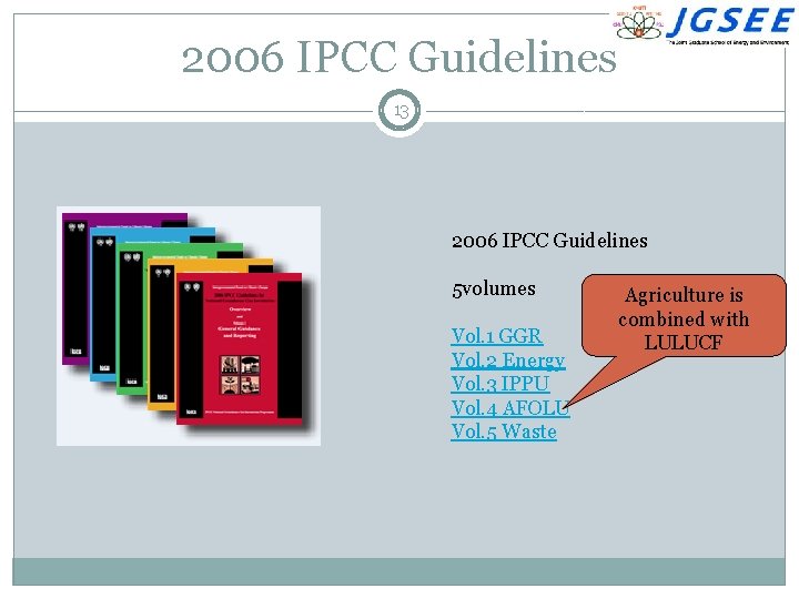 2006 IPCC Guidelines 13 2006 IPCC Guidelines 5 volumes Vol. 1 GGR Vol. 2
