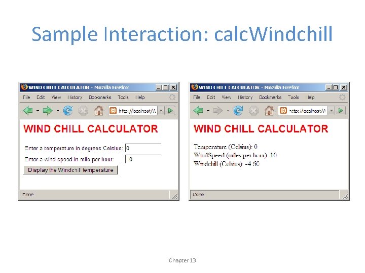 Sample Interaction: calc. Windchill Chapter 13 