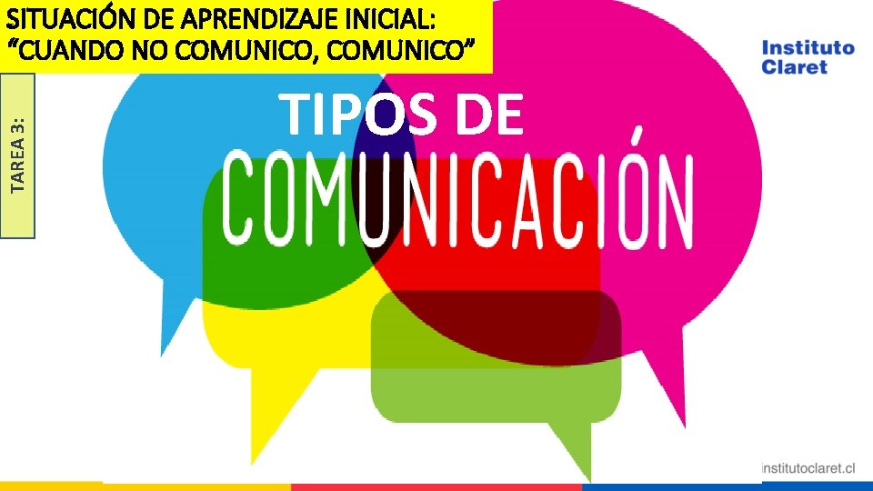 TAREA 3: SITUACIÓN DE APRENDIZAJE INICIAL: “CUANDO NO COMUNICO, COMUNICO” TIPOS DE 