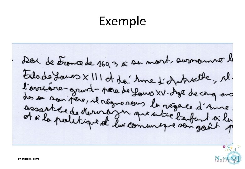 Exemple ©Numéro 1 Scolarité 