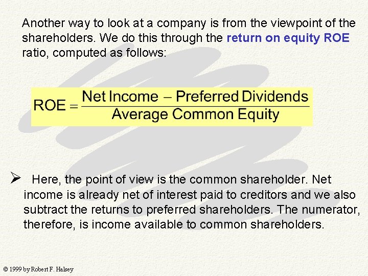 Another way to look at a company is from the viewpoint of the shareholders.