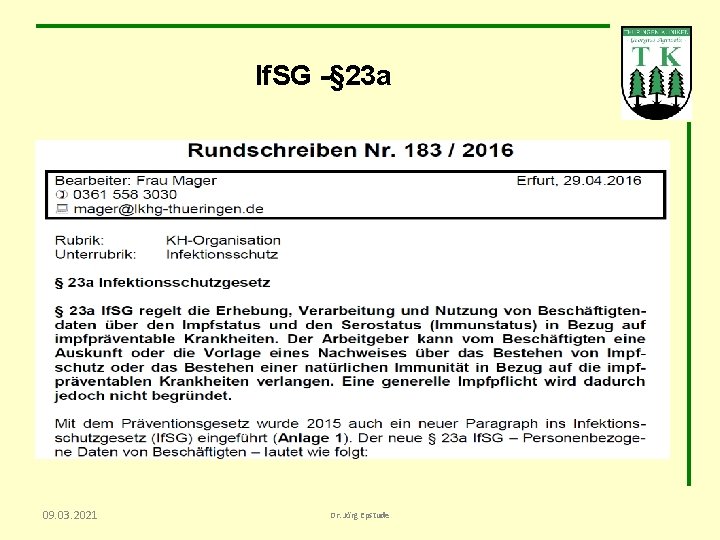 If. SG -§ 23 a 09. 03. 2021 Dr. Jörg Epstude 