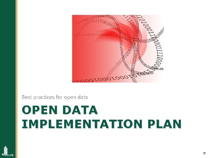 Best practices for open data OPEN DATA IMPLEMENTATION PLAN 37 