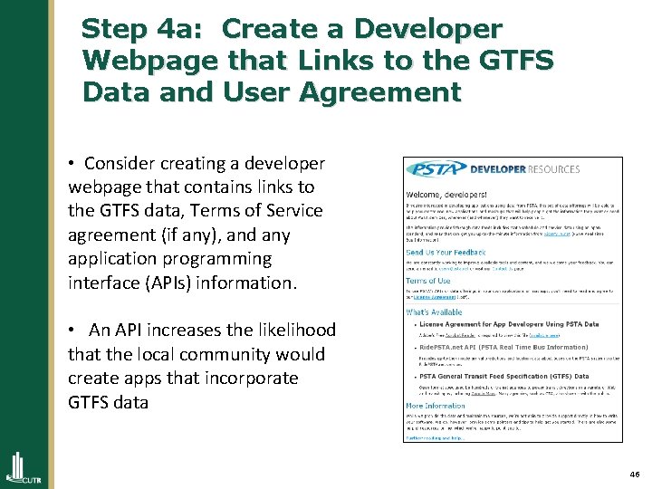 Step 4 a: Create a Developer Webpage that Links to the GTFS Data and