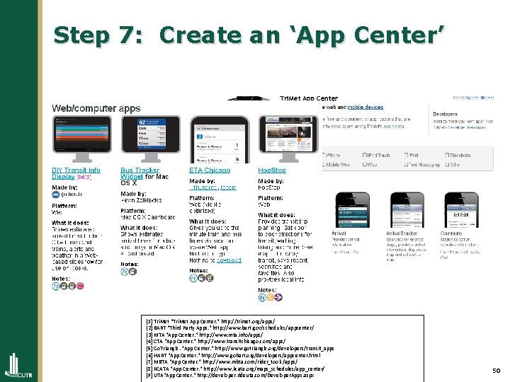 Step 7: Create an ‘App Center’ [1] Tri. Met "Tri. Met App Center. "