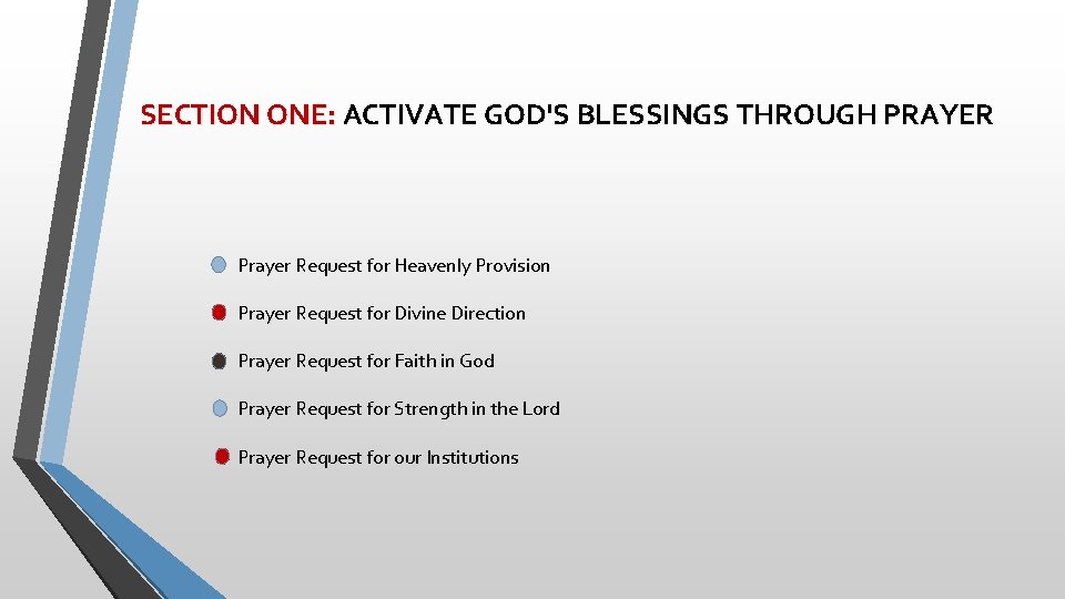 SECTION ONE: ACTIVATE GOD'S BLESSINGS THROUGH PRAYER Prayer Request for Heavenly Provision Prayer Request