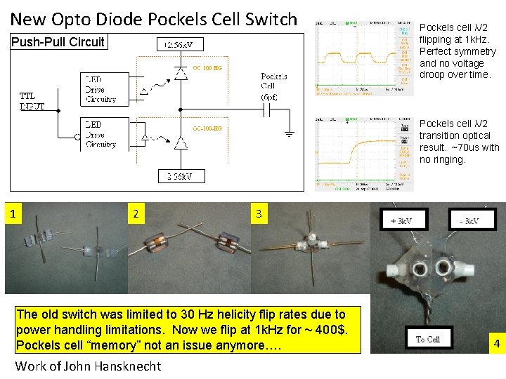 New Opto Diode Pockels Cell Switch Push-Pull Circuit Pockels cell λ/2 flipping at 1