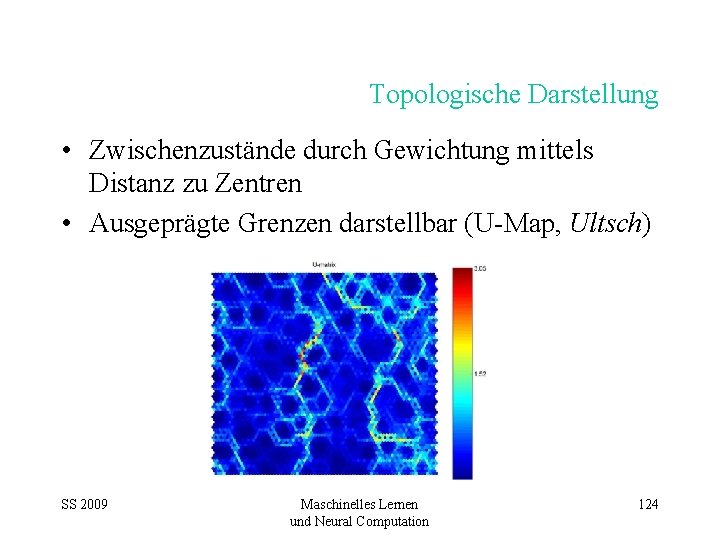 Topologische Darstellung • Zwischenzustände durch Gewichtung mittels Distanz zu Zentren • Ausgeprägte Grenzen darstellbar