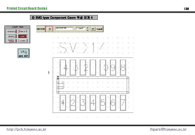 Printed Circuit Board Design 128 6) SMD type Component Geom 작성 단계 4 http: