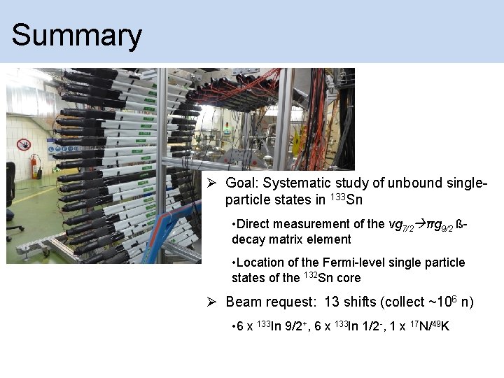 Summary Goal: Systematic study of unbound singleparticle states in 133 Sn • Direct measurement