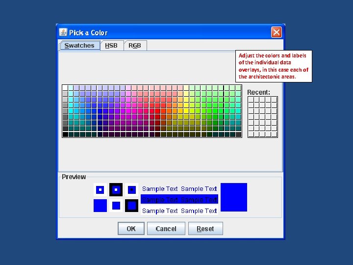 Adjust the colors and labels of the individual data overlays, in this case each