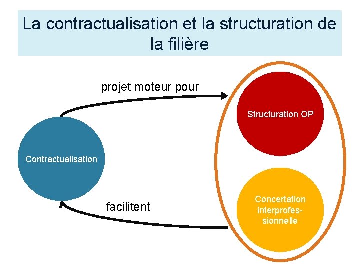 La contractualisation et la structuration de la filière projet moteur pour Structuration OP Contractualisation