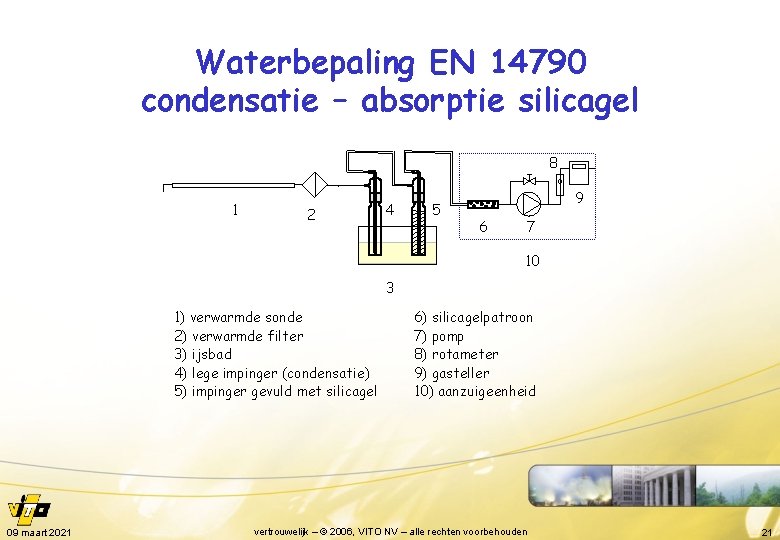 Waterbepaling EN 14790 condensatie – absorptie silicagel 8 1 2 4 5 9 6