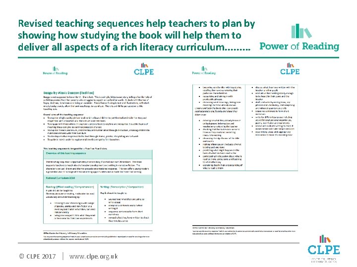 Revised teaching sequences help teachers to plan by showing how studying the book will