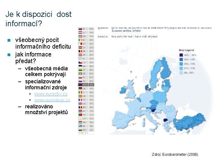 Je k dispozici dost informací? všeobecný pocit informačního deficitu n jak informace předat? n