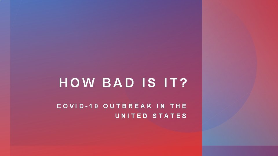 HOW BAD IS IT? COVID-19 OUTBREAK IN THE UNITED STATES 
