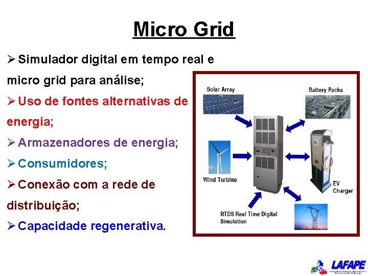 Micro Grid Ø Simulador digital em tempo real e micro grid para análise; Ø