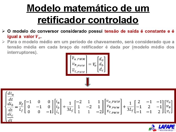 Modelo matemático de um retificador controlado 