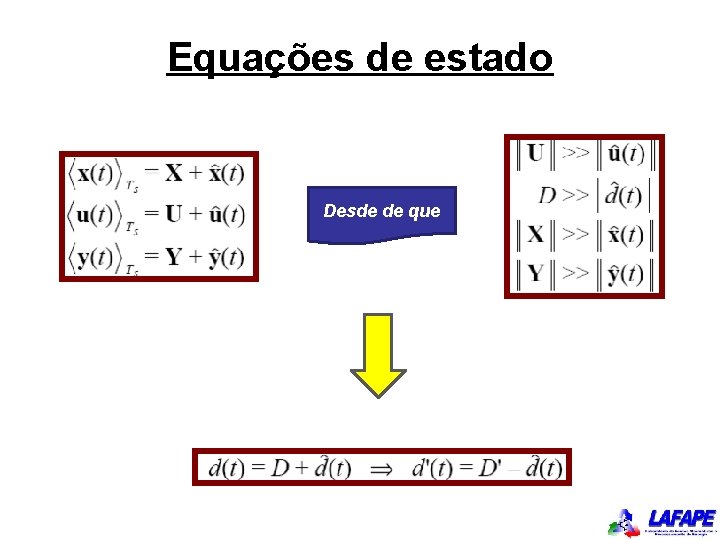 Equações de estado Desde de que 