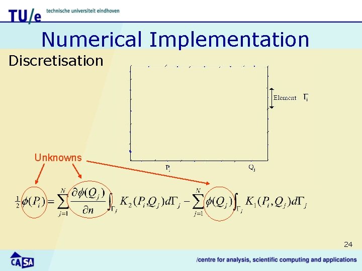 Numerical Implementation Discretisation Unknowns 24 
