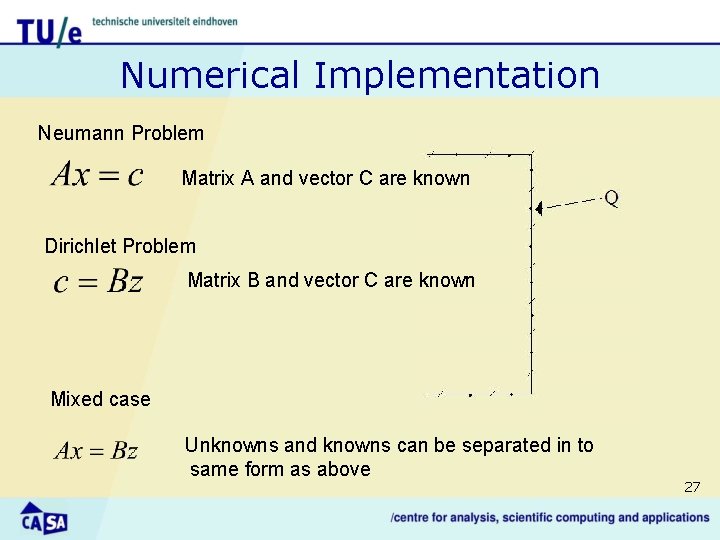 Numerical Implementation Neumann Problem Matrix A and vector C are known Dirichlet Problem Matrix