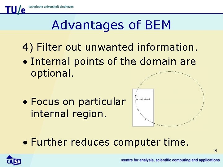 Advantages of BEM 4) Filter out unwanted information. • Internal points of the domain