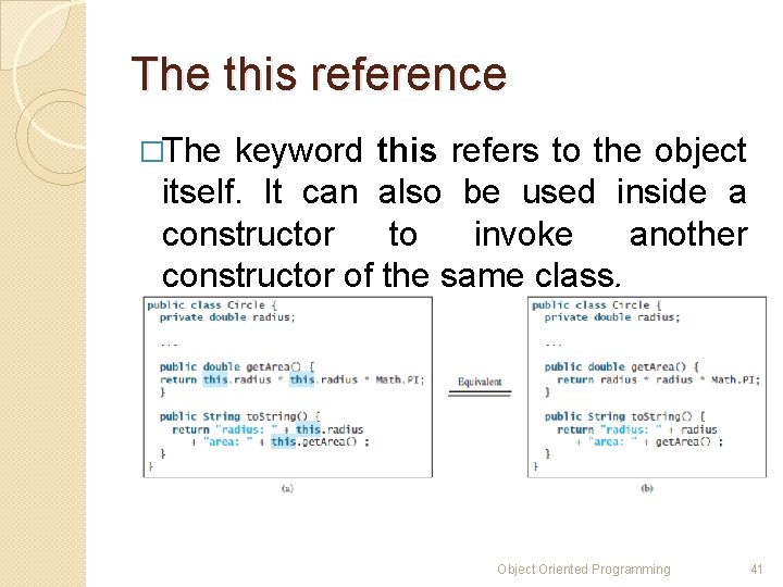 The this reference �The keyword this refers to the object itself. It can also The this reference �The keyword this refers to the object itself. It can also