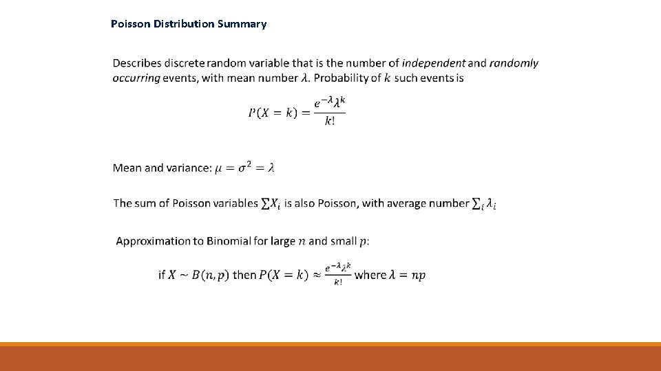 Poisson Distribution Summary 