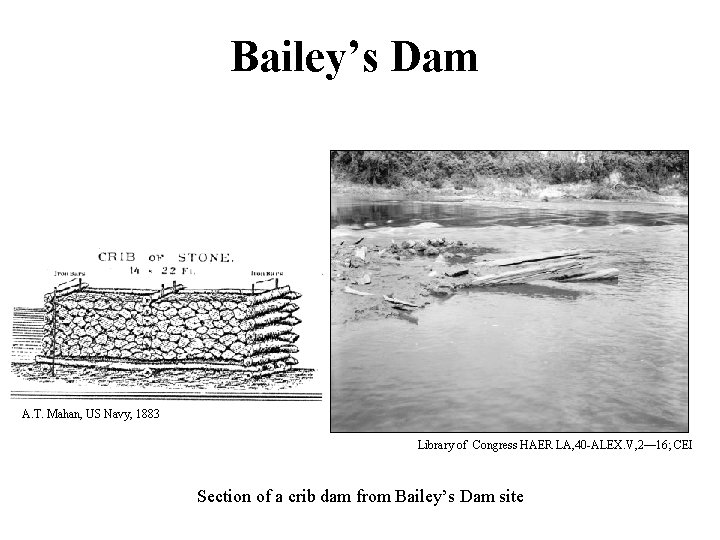 Bailey’s Dam A. T. Mahan, US Navy, 1883 Library of Congress HAER LA, 40