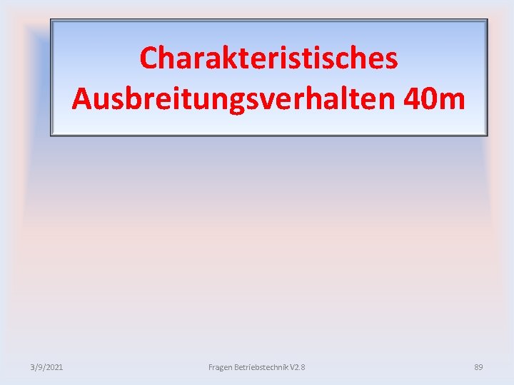 Charakteristisches Ausbreitungsverhalten 40 m 3/9/2021 Fragen Betriebstechnik V 2. 8 89 