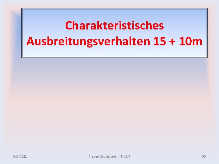 Charakteristisches Ausbreitungsverhalten 15 + 10 m 3/9/2021 Fragen Betriebstechnik V 2. 8 95 