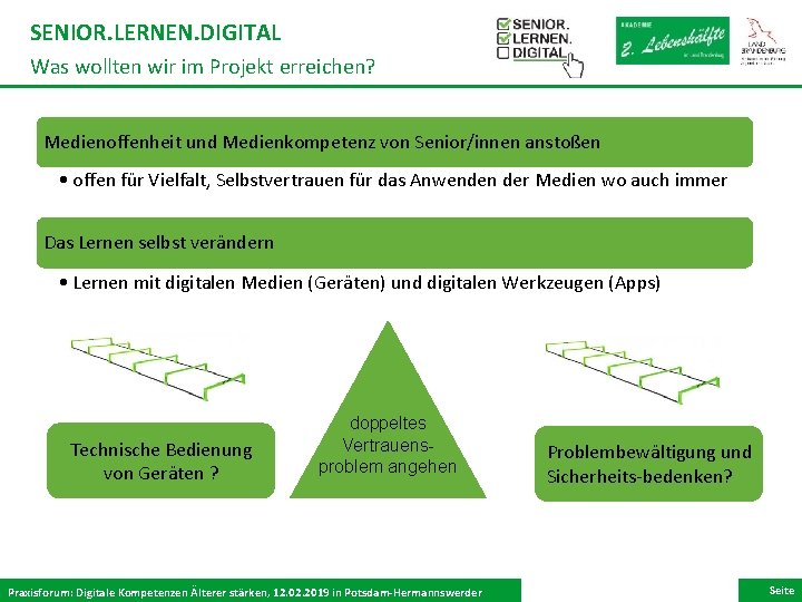 SENIOR. LERNEN. DIGITAL Was wollten wir im Projekt erreichen? Medienoffenheit und Medienkompetenz von Senior/innen